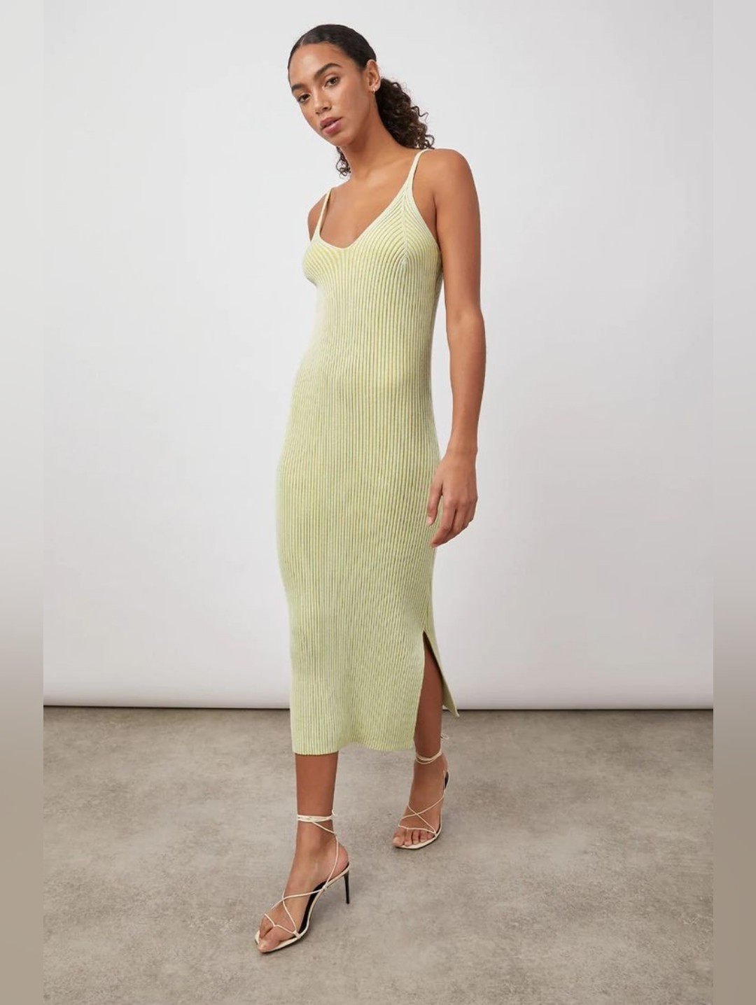 Rails Shelby Ribbed Midi Dress Agave Green Size Xs Bodycon Cotton Silk Blend